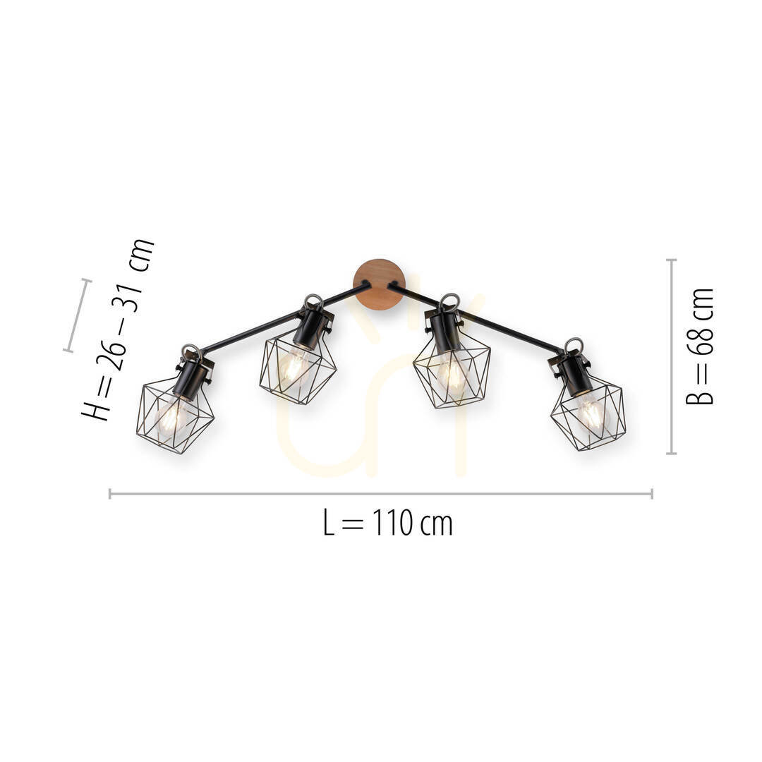 previzualizare Plafond JARO 15674-78 Negru 4xE27 Plafond JARO 15674-78 Negru 4xE27