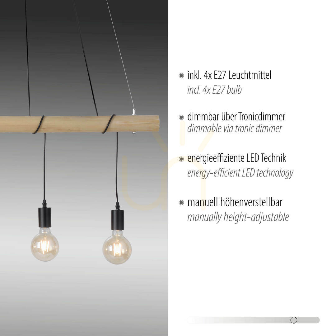Afişa Lampă suspendată TERO 15505-18 negru 4xE27 Lampă suspendată TERO 15505-18 negru 4xE27