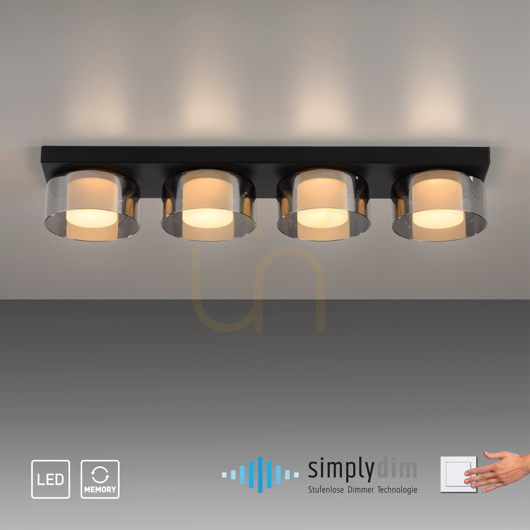 Vedere Plafond RIKA 6164-18 Negru 4xLED Plafond RIKA 6164-18 Negru 4xLED