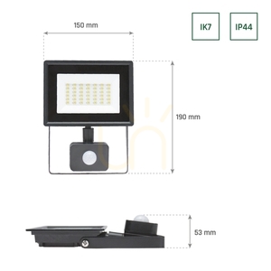 LED proiector Noctis Lux 3 30W NW 230V IP44 150x190x53mm Negru Pir senzor de mișcare small 14