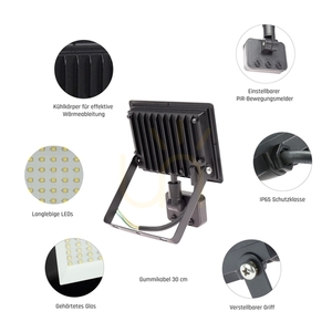 LED proiector Noctis Lux 3 30W NW 230V IP44 150x190x53mm Negru Pir senzor de mișcare small 15
