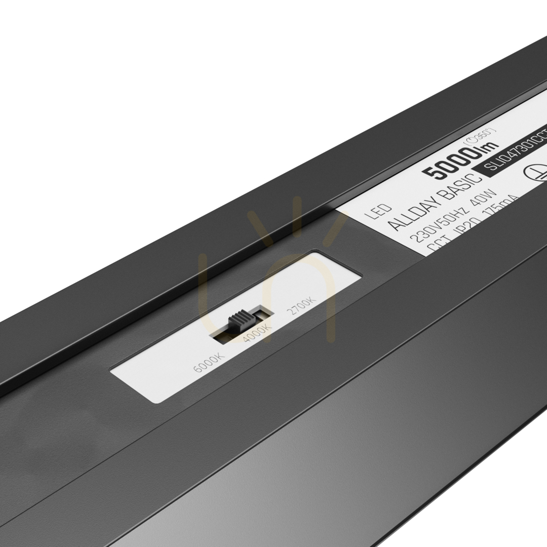 Afişa ALLDAY BASIC Bară de iluminat 40W 3 CCT 230V 90st IP20 1203x42x37mm Negru Pr Ugr<19 5 ani garanție. ALLDAY BASIC Bară de iluminat 40W 3 CCT 230V 90st IP20 1203x42x37mm Negru Pr Ugr<19 5 ani garanție.