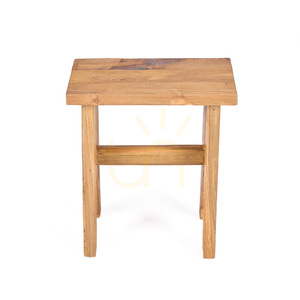 Taburet Bazar Bizar Siku din lemn de tec reciclat, natural, 40x25x45 cm small 5