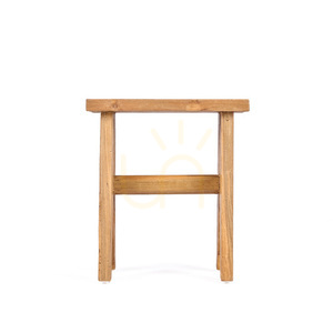 Taburet Bazar Bizar Siku din lemn de tec reciclat, natural, 40x25x45 cm small 6