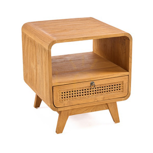 Noptieră Bazar Bizar Breeze naturală din lemn de tec și ratan 50 cm small 2