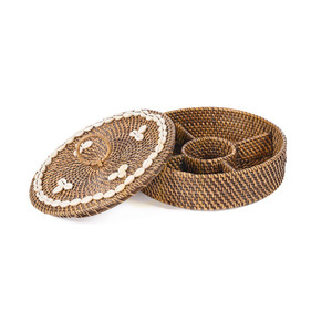 Coș BAZAR BIZAR din ratan cu compartimente, maro natural, 30 × 30 × 9,5 cm small 10