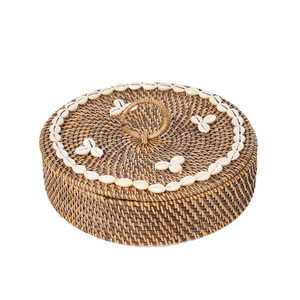 Coș BAZAR BIZAR din ratan cu compartimente, maro natural, 30 × 30 × 9,5 cm small 14