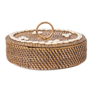 Coș BAZAR BIZAR din ratan cu compartimente, maro natural, 30 × 30 × 9,5 cm small 15