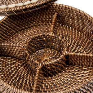 Coș BAZAR BIZAR din ratan cu compartimente, maro natural, 30 × 30 × 9,5 cm small 2