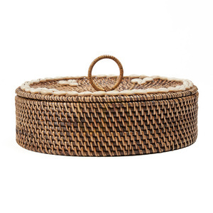 Coș BAZAR BIZAR din ratan cu compartimente, maro natural, 30 × 30 × 9,5 cm small 4
