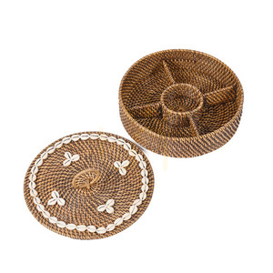 Coș BAZAR BIZAR din ratan cu compartimente, maro natural, 30 × 30 × 9,5 cm small 6