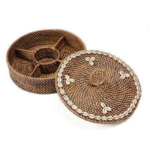Coș BAZAR BIZAR din ratan cu compartimente, maro natural, 30 × 30 × 9,5 cm small 8