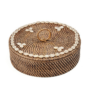 Coș BAZAR BIZAR din ratan cu compartimente, maro natural, 30 × 30 × 9,5 cm small 9