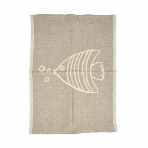 Verifica Prosop de bucătărie din in The Linen Fish alb natural, 50 × 70 cm