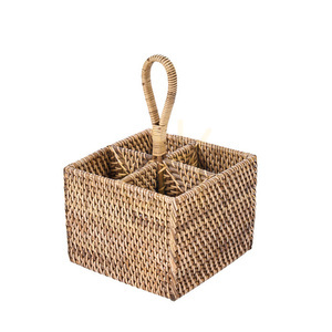 Suport tacâmuri ratan maro natural 28x18x18 cm small 3