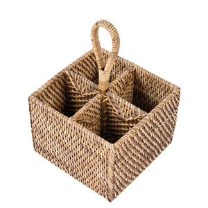 Suport tacâmuri ratan maro natural 28x18x18 cm small 7