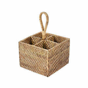 Suport tacâmuri ratan maro natural 28x18x18 cm small 0