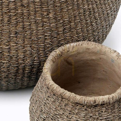 Verifica Ghiveci handmade maro L Planters Faux-Puff 19x23,5x25 cm