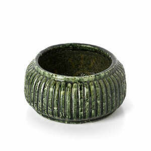 Ghiveci Forest Ribbed Bowl Verde 23,5 cm Handmade Planters small 1