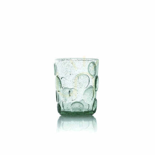 Verifica Pahar de apă frosted cu puncte, aqua, 10.5 cm