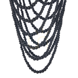 Candelabru handmade cu mărgele din lemn negru L 47x47x80 cm small 4