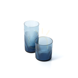 Pahar jos albastru Bazar Bizar Azure Rippled small 8