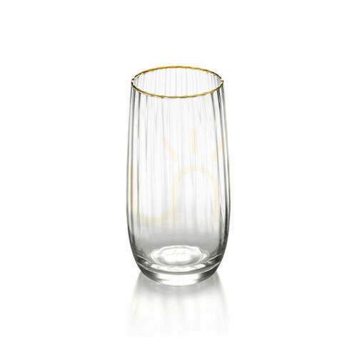 Verifica Pahar highball cu margine aurie, sticlă transparentă, 15 cm