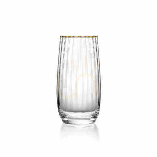 Verifica Pahar highball cu margine aurie, sticlă transparentă, 15 cm