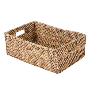 Coș de răchită maro natural 33x22x13 cm Baskets small 4