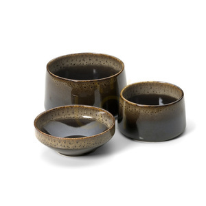 Bol ceramic Bazar Bizar KYOTO jos, Dark Brown Mud, Ø 14 cm, î. 5 cm, lucrat manual small 4