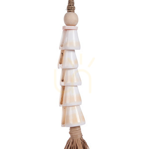 Con decorativ Shell Tassel alb natural 75 cm small 7