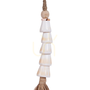 Con decorativ Shell Tassel alb natural 75 cm small 8