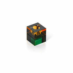 Suport pentru lumânări din sticlă verde chihlimbar 5,5 cm small 1