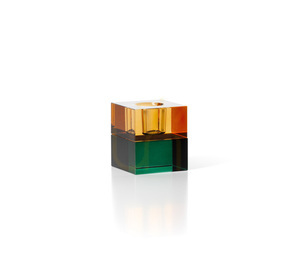 Suport pentru lumânări din sticlă verde chihlimbar 5,5 cm small 3