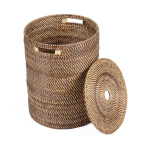 Coș de rufe din ratan cu capac The Laundrilla, Ø40 x 52 cm, maro natural small 3