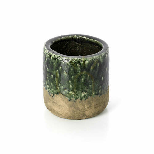 Verifica Ghiveci ceramic handmade verde beton 15 cm cub M