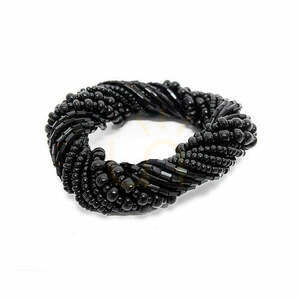 Inel de șervețel cu mărgele negru 6 cm small 0