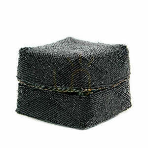 Coș din bambus cu capac The Beaded Basket negru L 20x20x15 cm small 0