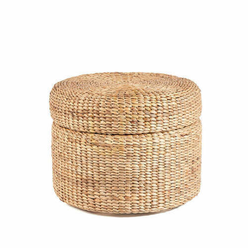 Verifica Ottoman de depozitare rotund natural 60x60x45 cm