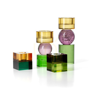Suport de lumânări Gem Blocks Green Smoke small 2