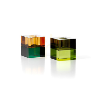 Suport de lumânări Gem Blocks Green Smoke small 5