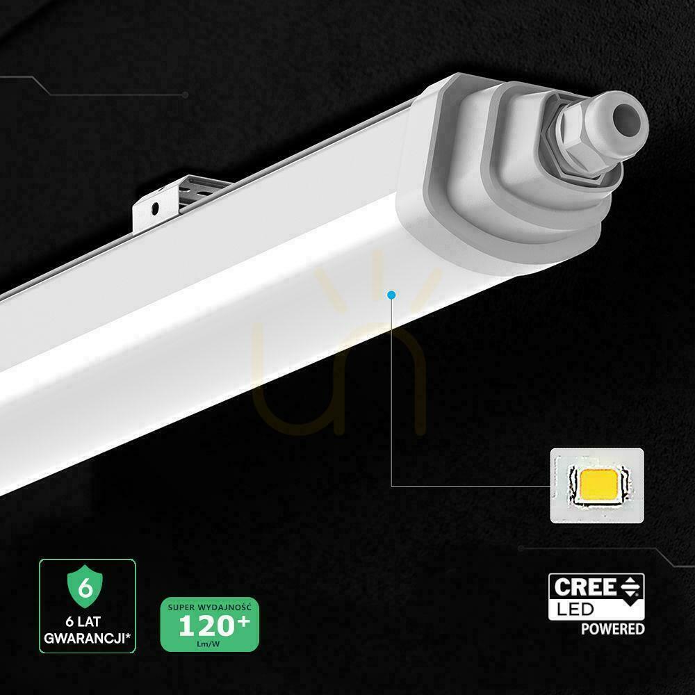 Afişa V-TAC CREE CHIP GT-serie 150cm 48W 120Lm/W LED corp de iluminat ermetic VT-12049 6500K 5760lm 6 ani garanție V-TAC CREE CHIP GT-serie 150cm 48W 120Lm/W LED corp de iluminat ermetic VT-12049 6500K 5760lm 6 ani garanție