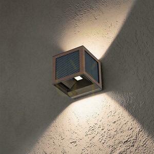 V-TAC 9W LED COB solar / USB corp de iluminat de perete corten maro cub 10x10cm IP65 senzor de mișcare VT-408CCT 900lm small 5