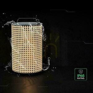 Lampă solară portabilă V-TAC 1.2W LED IP65 12x35cm lemn VT-84043 2800K 150lm small 3