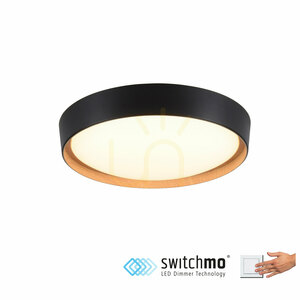 Plafonieră LED Zuma Line EMILIA 14347-18 neagră cu decor din lemn, 29 W, 40 cm small 1