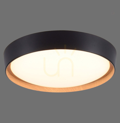 Verifica Plafonieră LED Zuma Line EMILIA 14347-18 neagră cu decor din lemn, 29 W, 40 cm