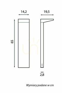 Lampa de exterior SU-MA Karo KB-650 gri 65 cm LED IP65 10W small 4