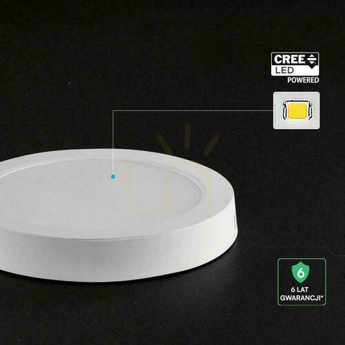 Verifica V-TAC 6W LED CREE CHIP downlight panou de suprafață rotund 121x30mm VT-60006CCT 630lm 6 ani garanție