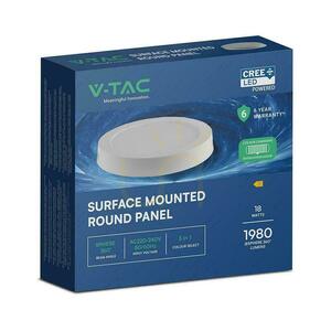 Panou downlight montat la suprafață V-TAC 18W LED CREE CHIP rotund 215x30mm VT-60018CCT 1980lm 6 ani garanție small 5