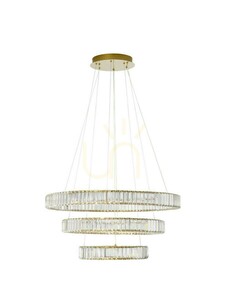 Lampă suspendată BAUTA Luces Exclusivas aurie cu cristale 3 inele LED 80 cm LE42671 small 0
